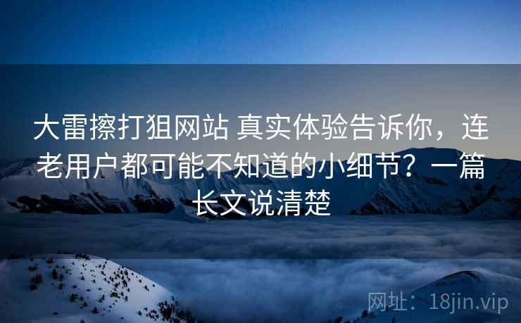 大雷擦打狙网站 真实体验告诉你，连老用户都可能不知道的小细节？一篇长文说清楚