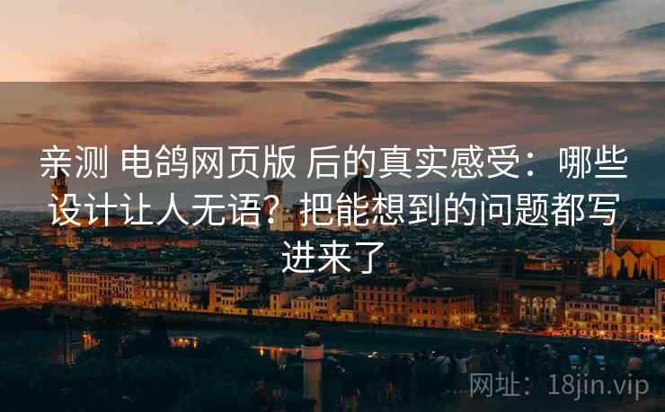 亲测 电鸽网页版 后的真实感受：哪些设计让人无语？把能想到的问题都写进来了