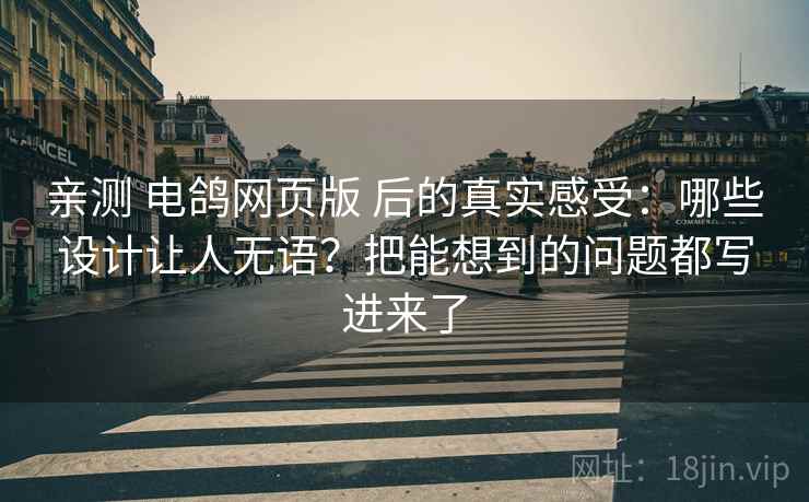 亲测 电鸽网页版 后的真实感受：哪些设计让人无语？把能想到的问题都写进来了