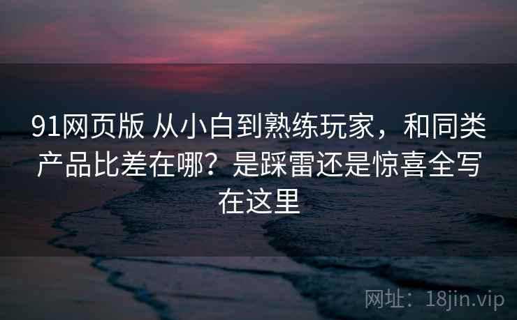 91网页版 从小白到熟练玩家，和同类产品比差在哪？是踩雷还是惊喜全写在这里